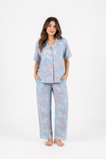 Blue Palm Pajama Set