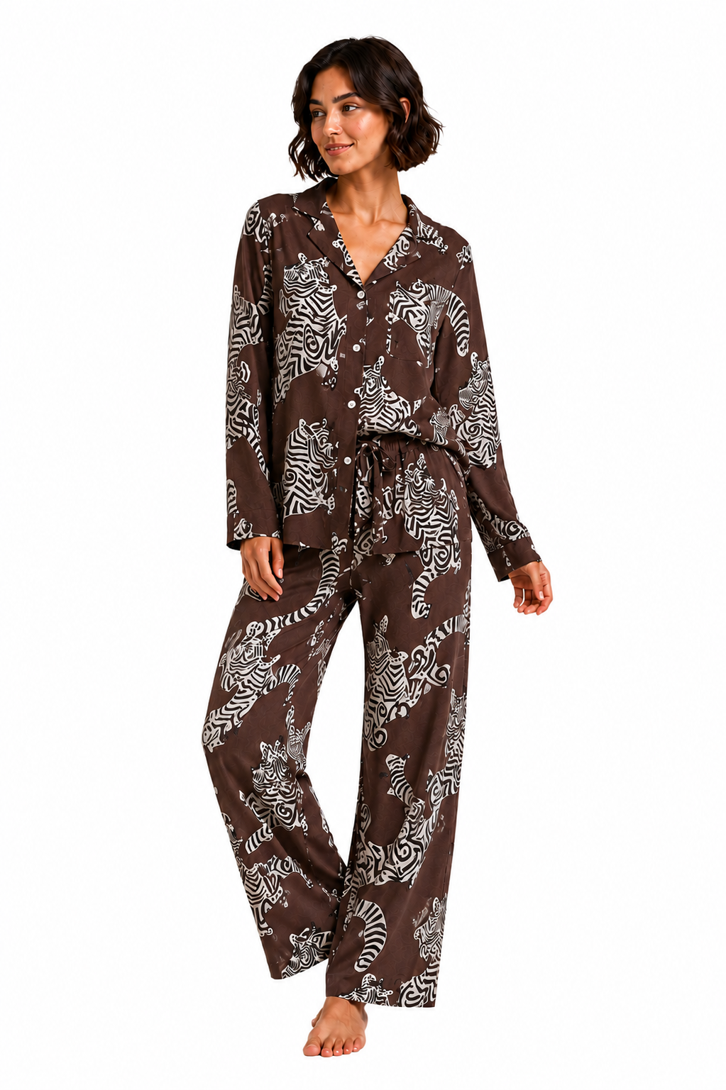 Mocha Zebra Pajama Set